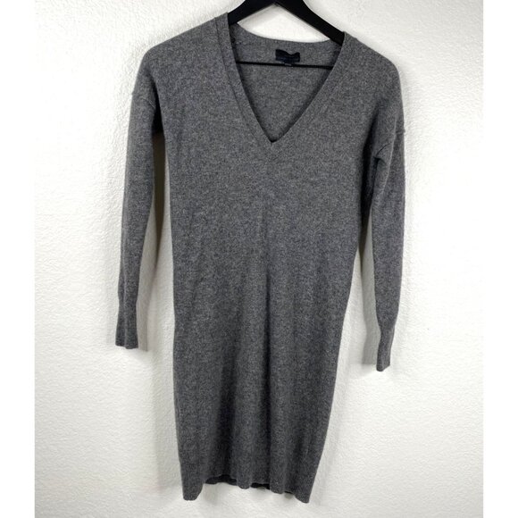 J Crew Collection Dress Women's 100% Italian Cashmere V Neck Gray Size XXXS